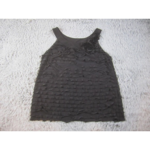 Cato Woman Top Womens Plus 18/20W Black Ruffle Tiered Beaded Rosette Tank Party - Picture 1 of 8